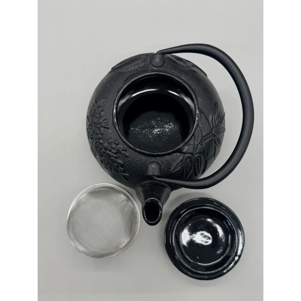 Japanese Cast Iron Teapot Tetsubin with Infuser - Bamboo & Cherry Blossom 14oz